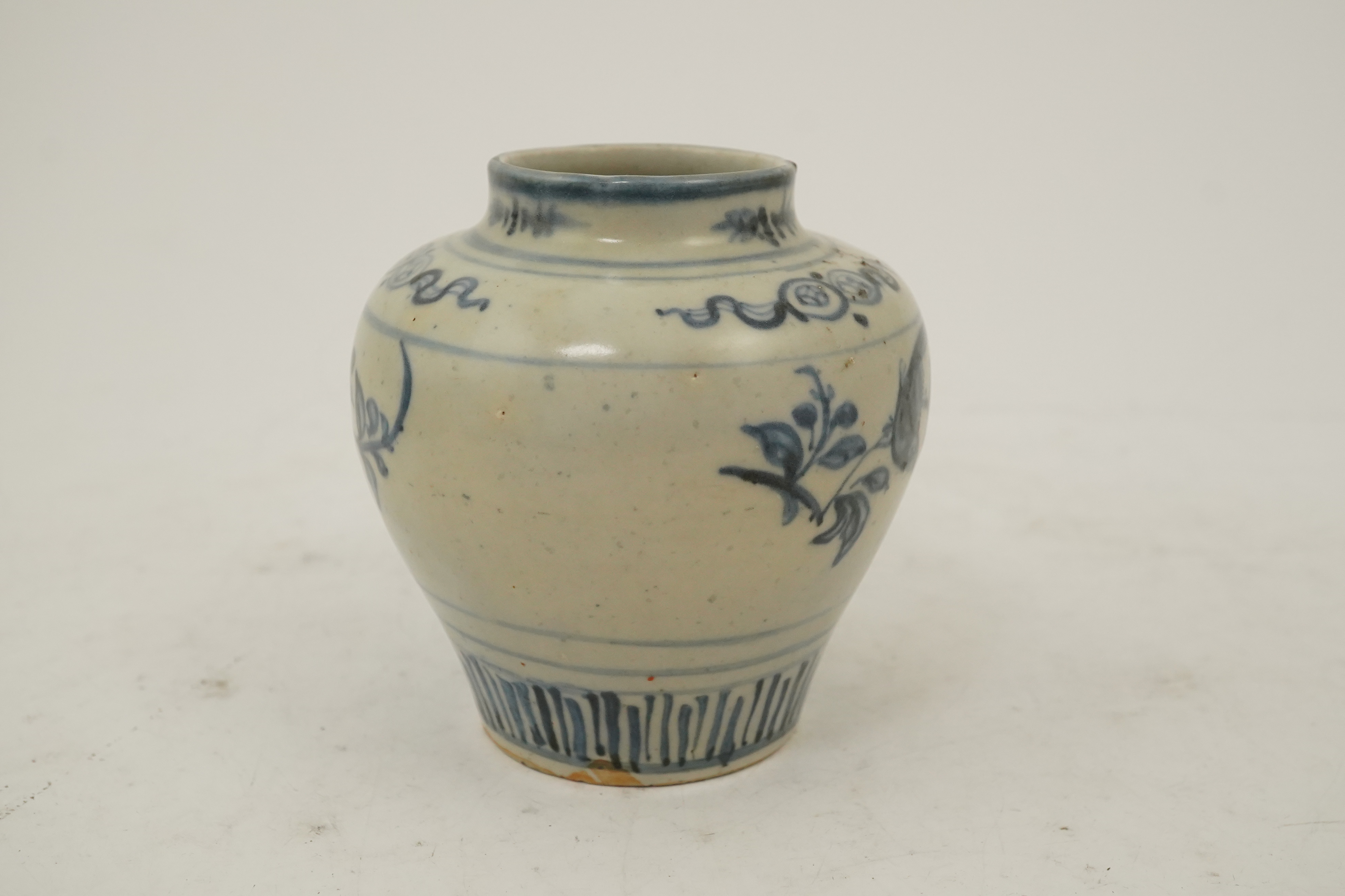 A Chinese blue and white shipwreck small jar, early Ming dynasty